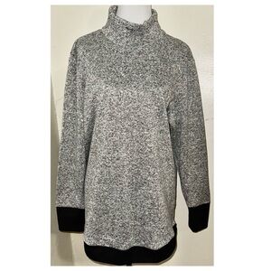 NWT, Marled Gray & Black Long Sleeve Mock Turtleneck Sweatshirt Top, Sz XL